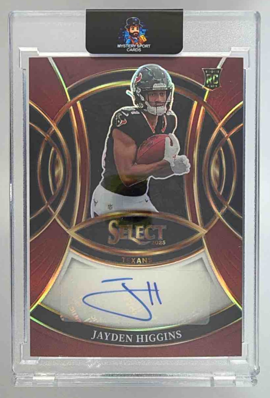 Card image for 2025 Panini Select Jayden Higgins Rookie Signatures Maroon Prizm /75 #RSI-JHS Auto