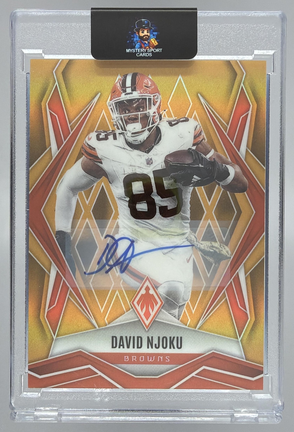 Card image for 2025 Panini Phoenix David Njoku Auto Gold Prizm /10 #110 Browns