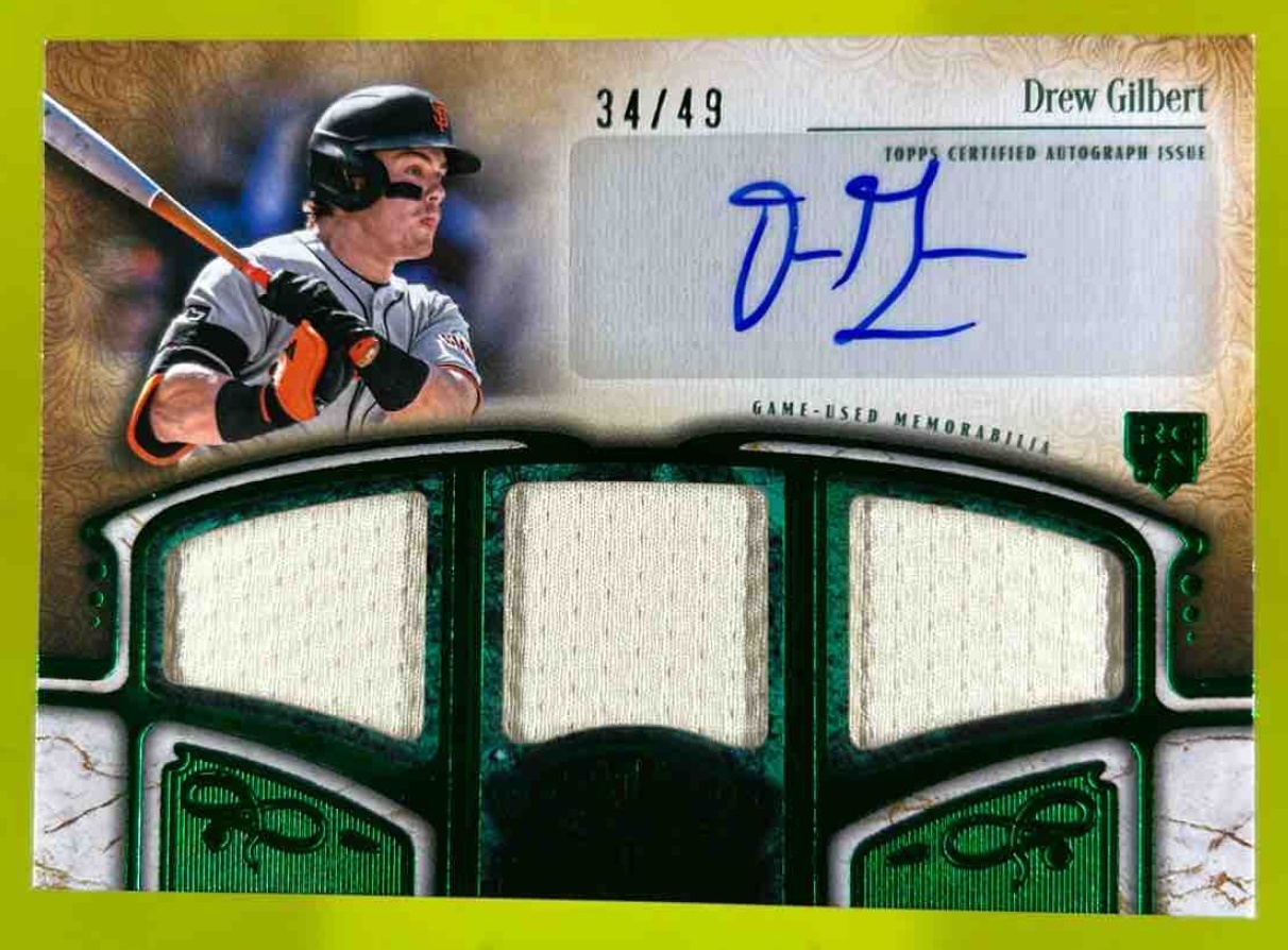 Card image for Drew Gilbert 2026 Topps Tier One Auto Relic Triple /49