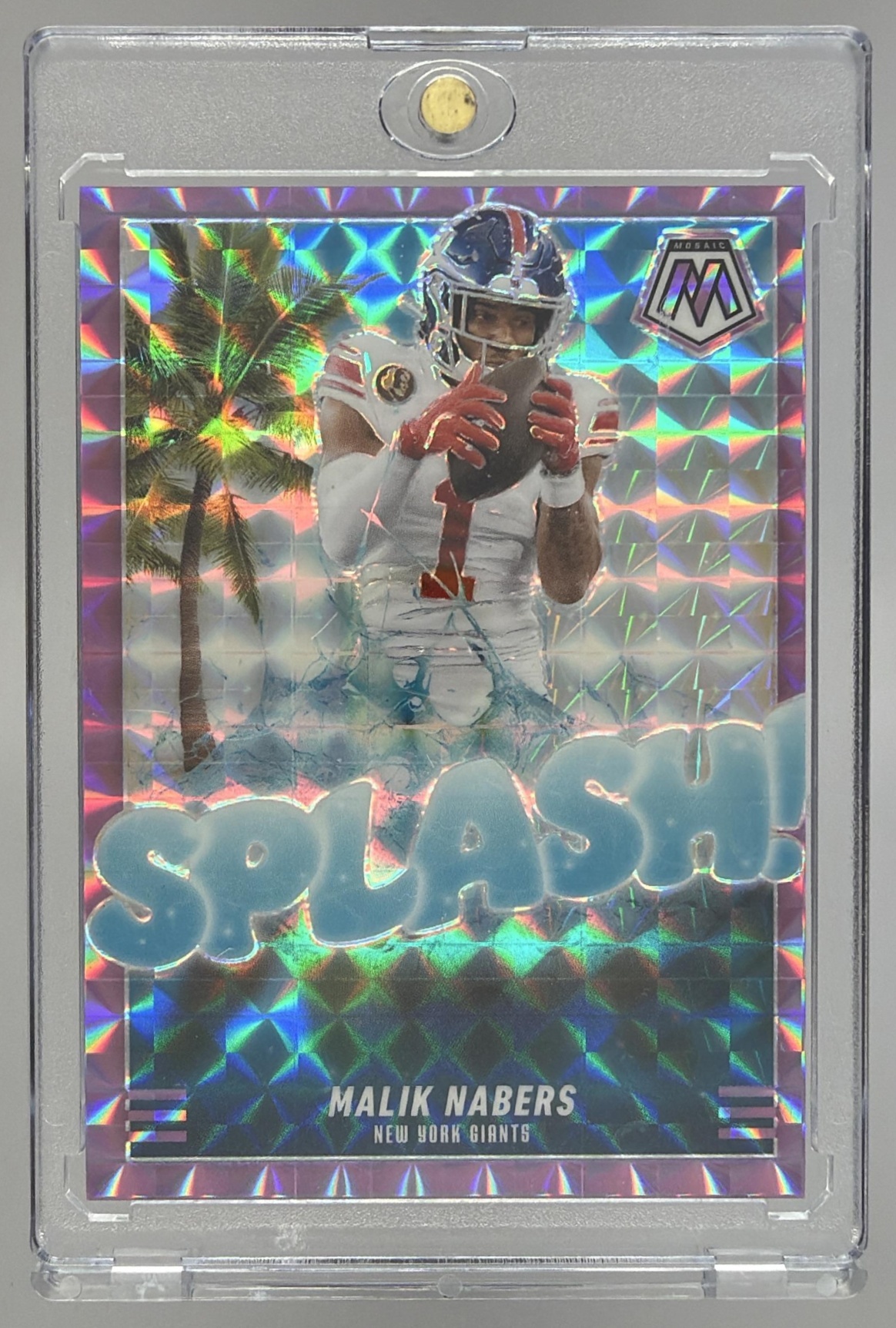 Card image for 2025 Panini Football Mosaic Malik Nabers Purple Prizm /49 #100 New York Giants