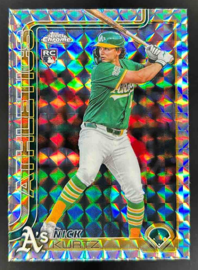 Card image for 2025 Topps Chrome Update Nick Kurtz Geometric Refractor #USC178 Athletics