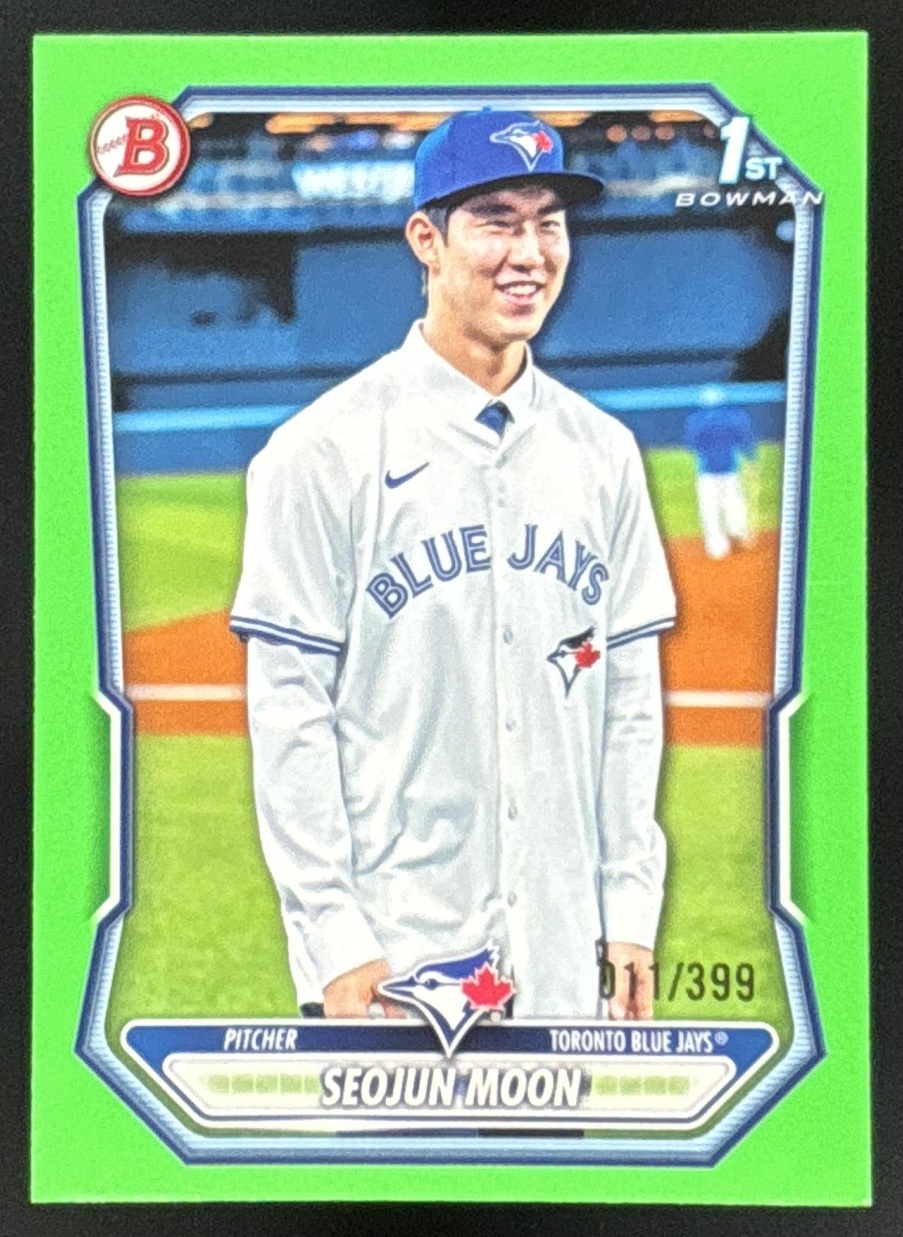 Card image for Seojun Moon 2026 Bowman Neon Green Border /399 Prospects Toronto Blue Jays