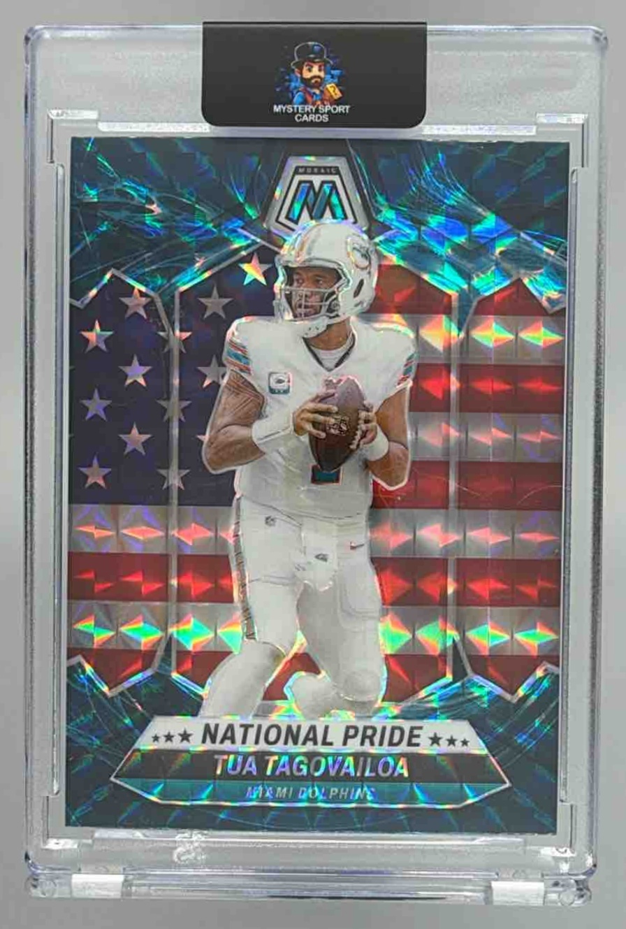 Card image for 2024 Panini Football Mosaic Tua Tagovailoa #251 National Pride Miami Dolphins