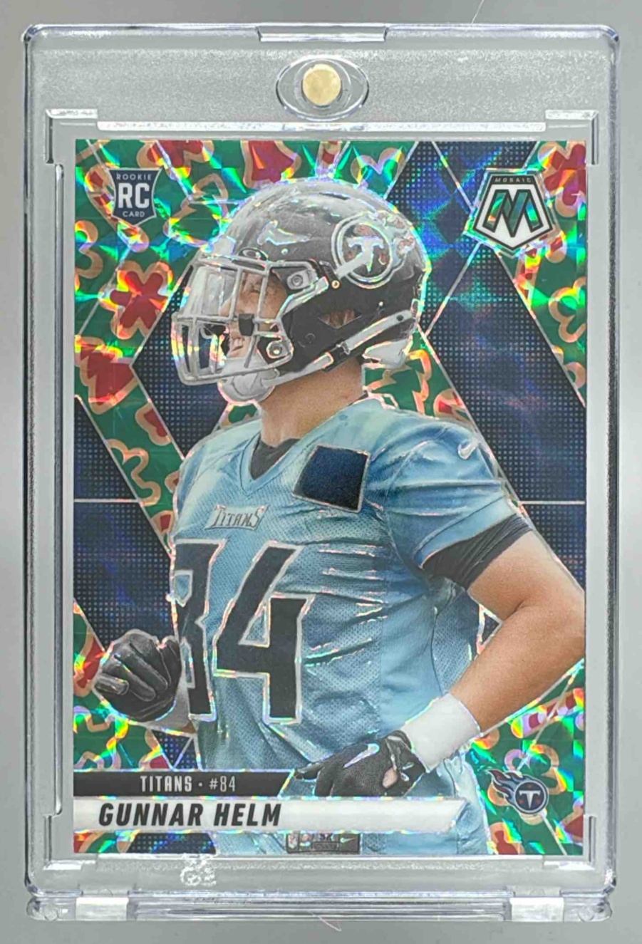 Card image for 2025 Panini Football Mosaic Gunnar Helm Rookies #394 RC Tennessee Titans