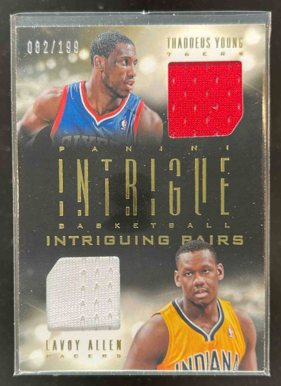 Card image for 2013-14 Panini Intrigue Lavoy Allen / Thaddeus Young MEM, Intriguing Pairs Jerseys /199 #14