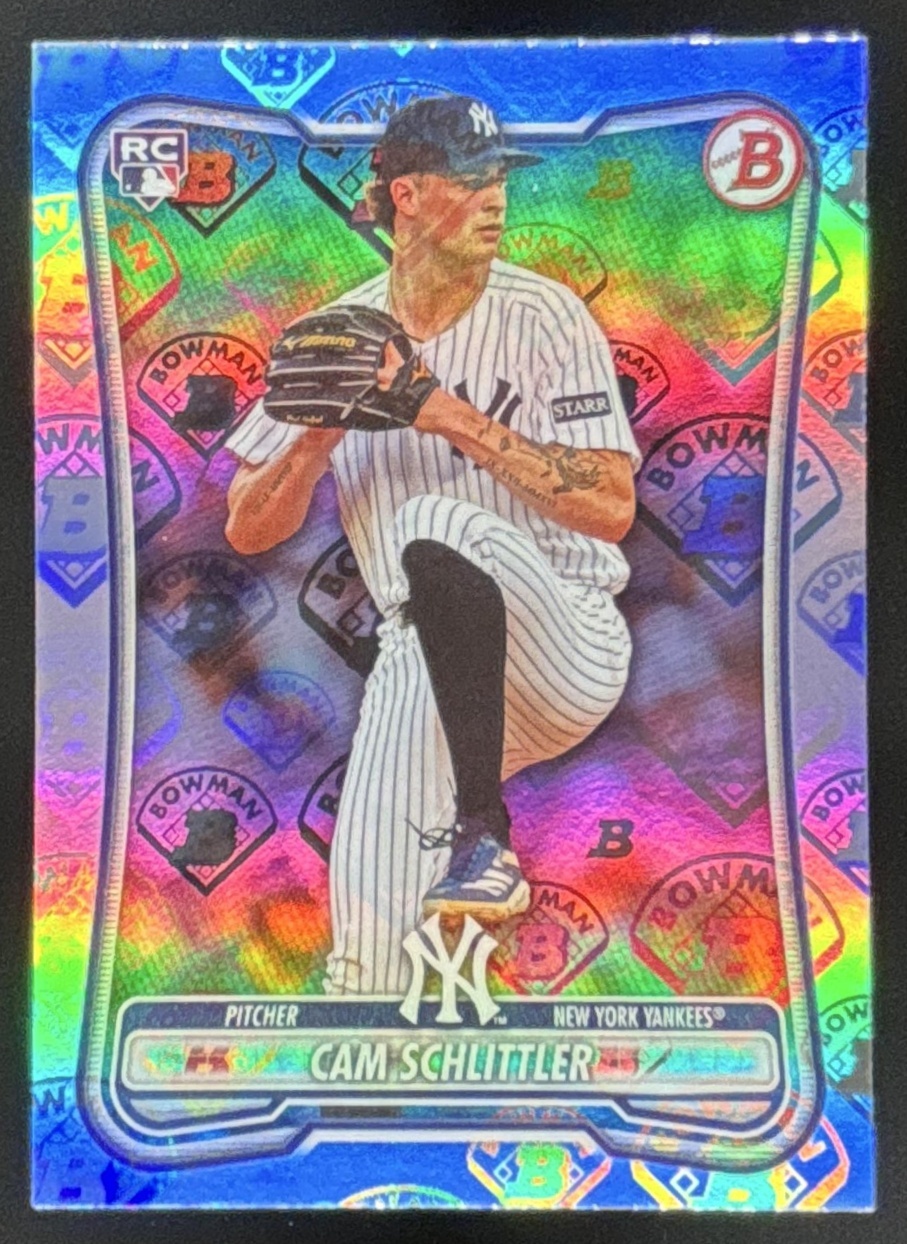 Card image for Cam Schlittler 2026 Bowman Logo Pattern New York Yankees
