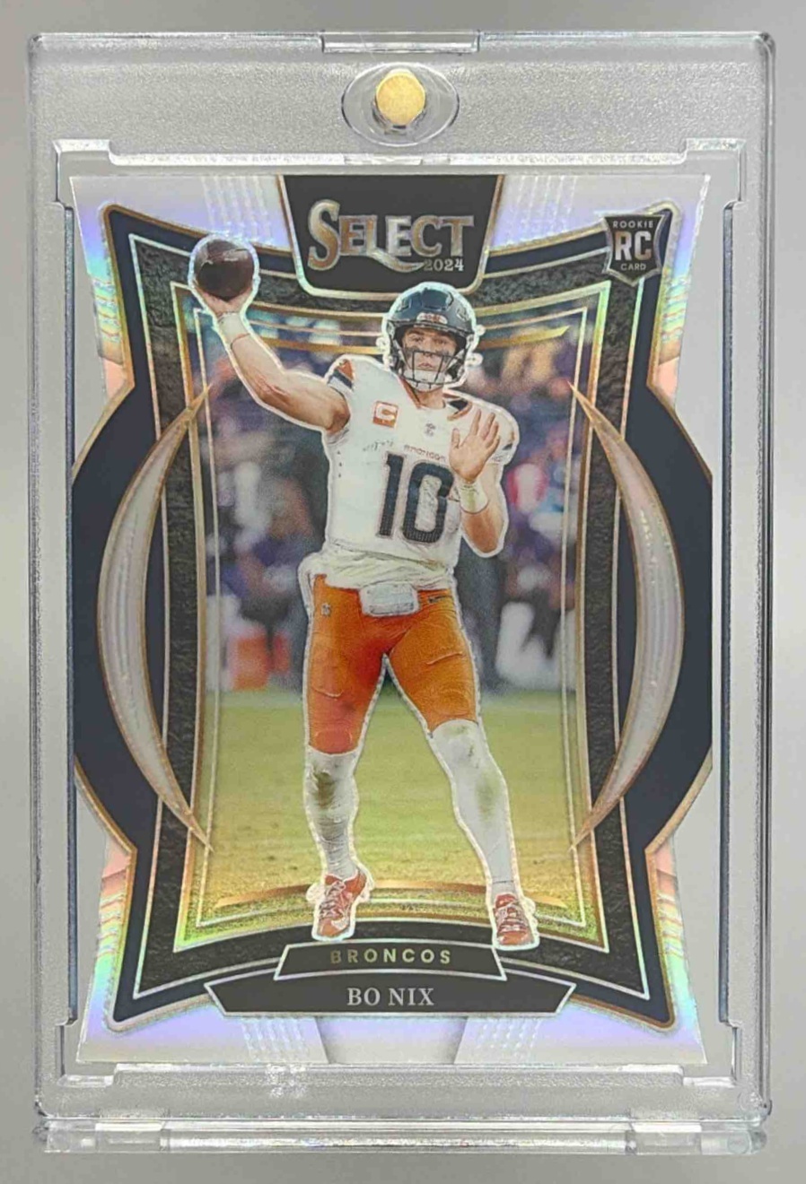 Card image for 2024 Panini Football Select Bo Nix Concourse Silver Prizm #30 RC Denver Broncos