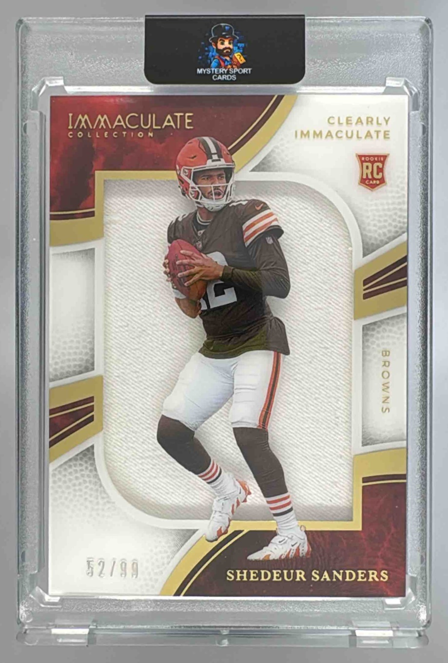 Card image for 2025 Panini Immaculate Collection Shedeur Sanders Clearly Rookie Jerseys /99 #CIRJ-SSS MEM RC Browns