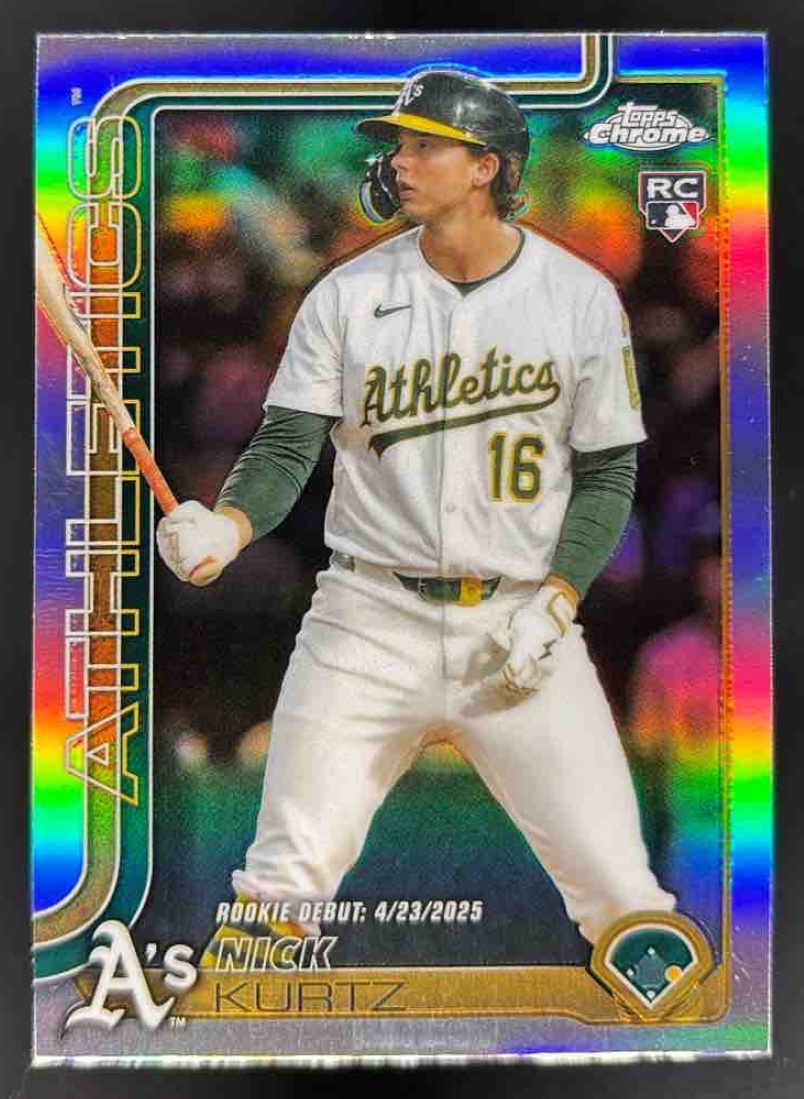 Card image for 2025 Topps Chrome Update Nick Kurtz Refractor #USC180 RC Athletics