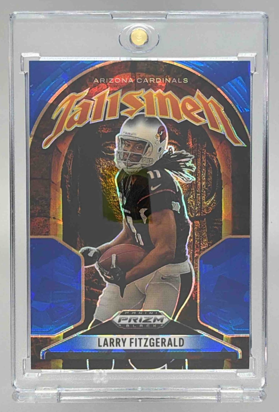 Card image for 2025 Panini Prizm Black Larry Fitzgerald Talismen Blue Ice /125 #9 Cardinals