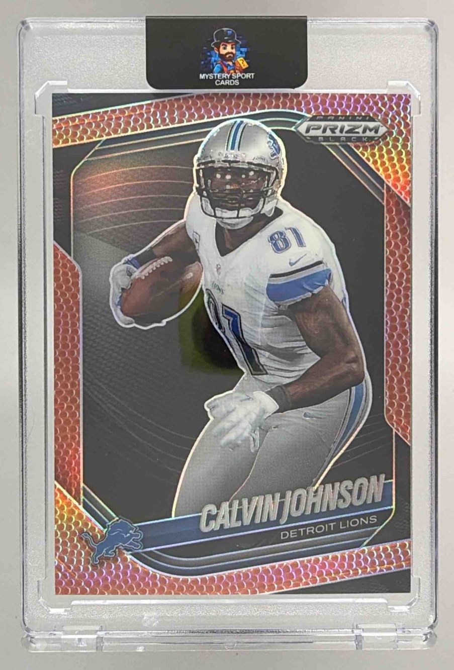 Card image for 2025 Panini Football Prizm Black Calvin Johnson /225 #56 Detroit Lions