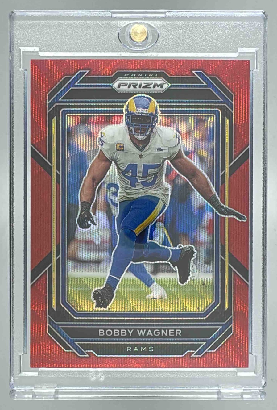 Card image for 2022 Panini Football Prizm Bobby Wagner Red Wave /149 #166 Los Angeles Rams