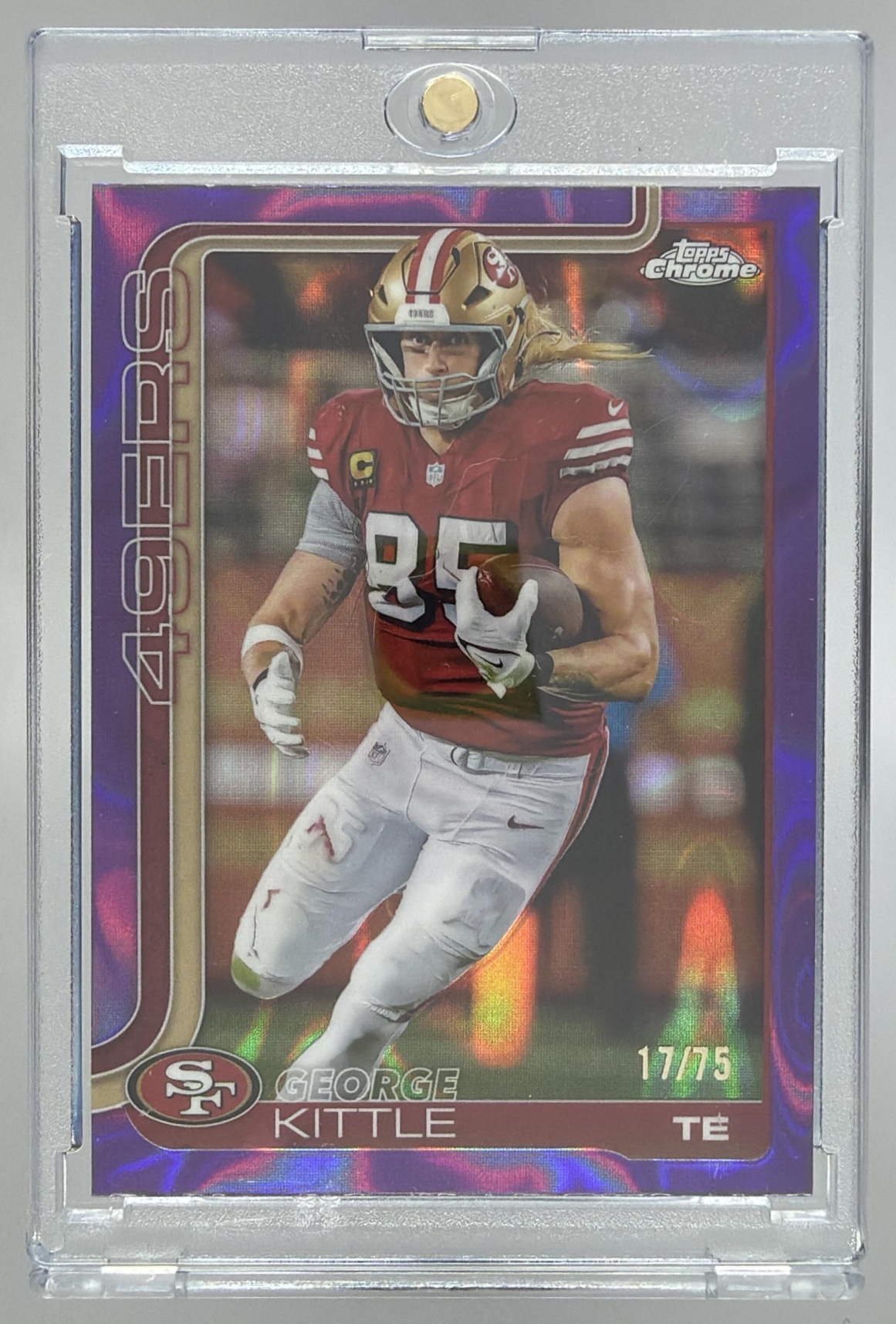 Card image for 2025 Topps Chrome George Kittle Purple Wave Refractor /75 #267 49ers