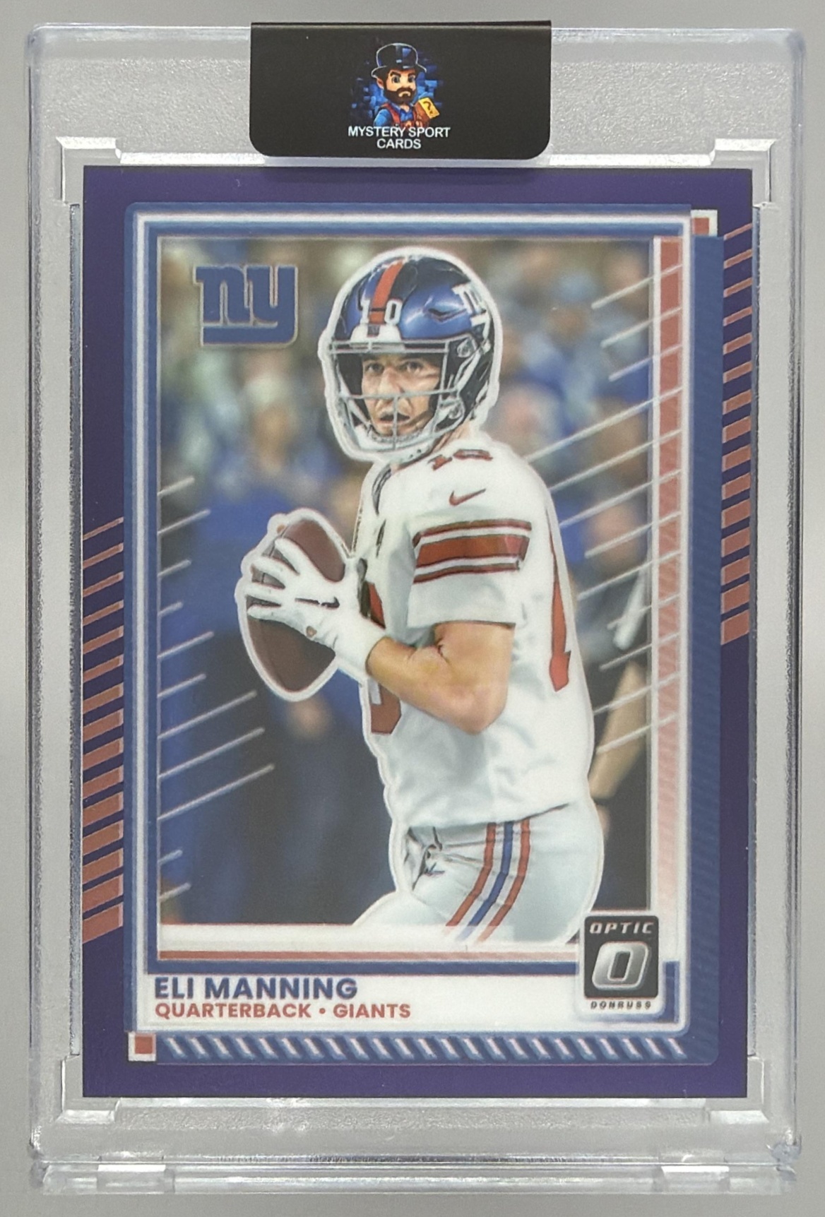 Card image for 2025 Panini Donruss Optic Eli Manning Purple Stars Prizm /15 #184 Giants