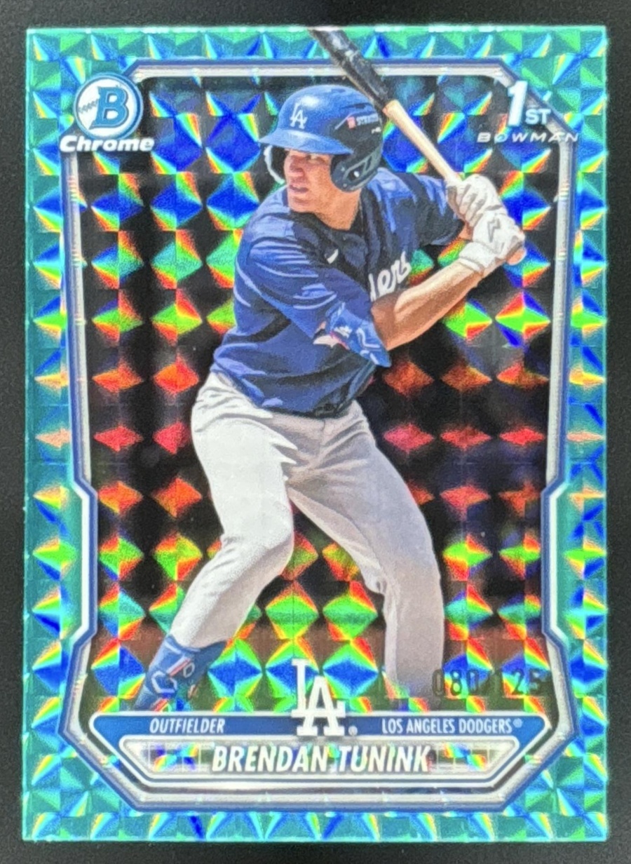 Card image for 2026 Bowman Brendan Tunink Chrome Aqua Geometric Refractor /125 1st Prospect