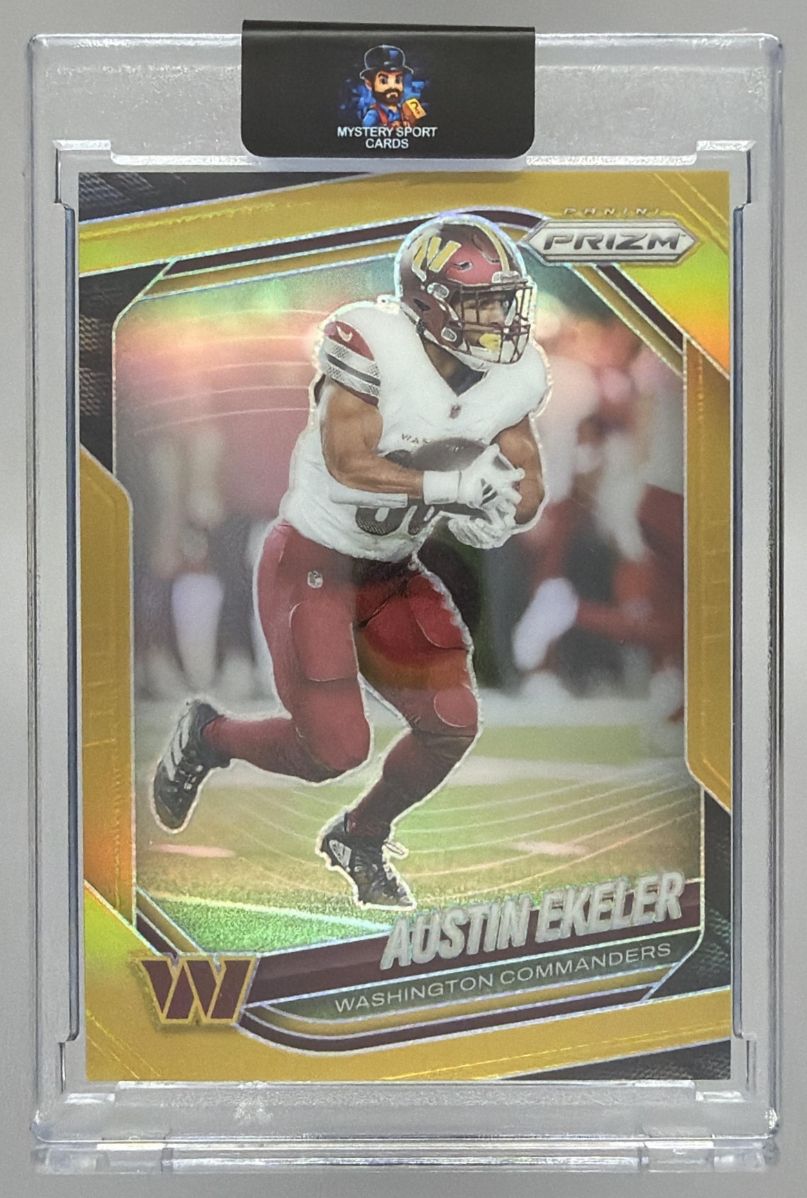 Card image for 2025 Panini Prizm Austin Ekeler Choice Gold /10 #242 Commanders