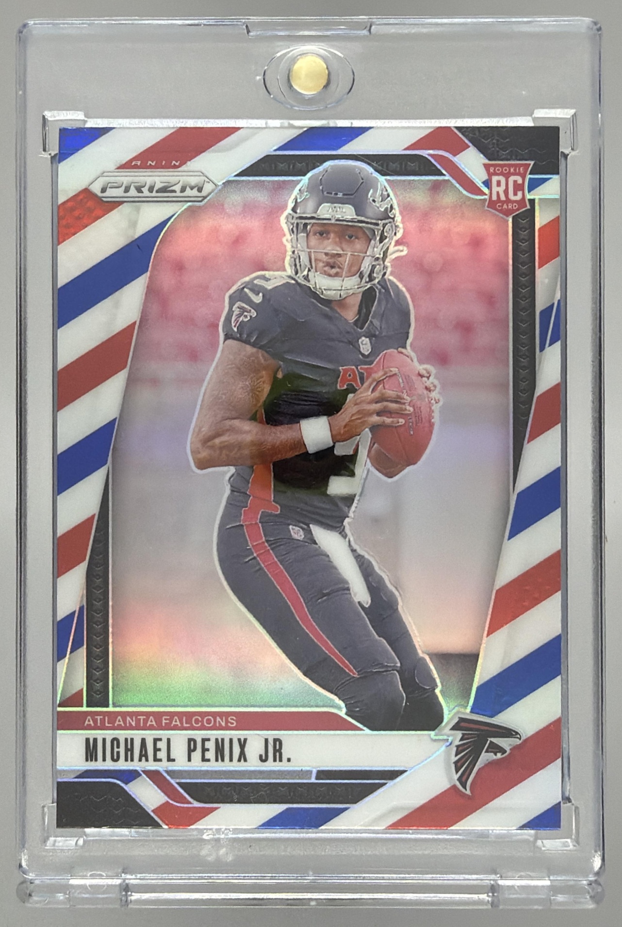 Card image for 2024 Panini Prizm Michael Penix Jr. Red White and Blue #378 RC Falcons