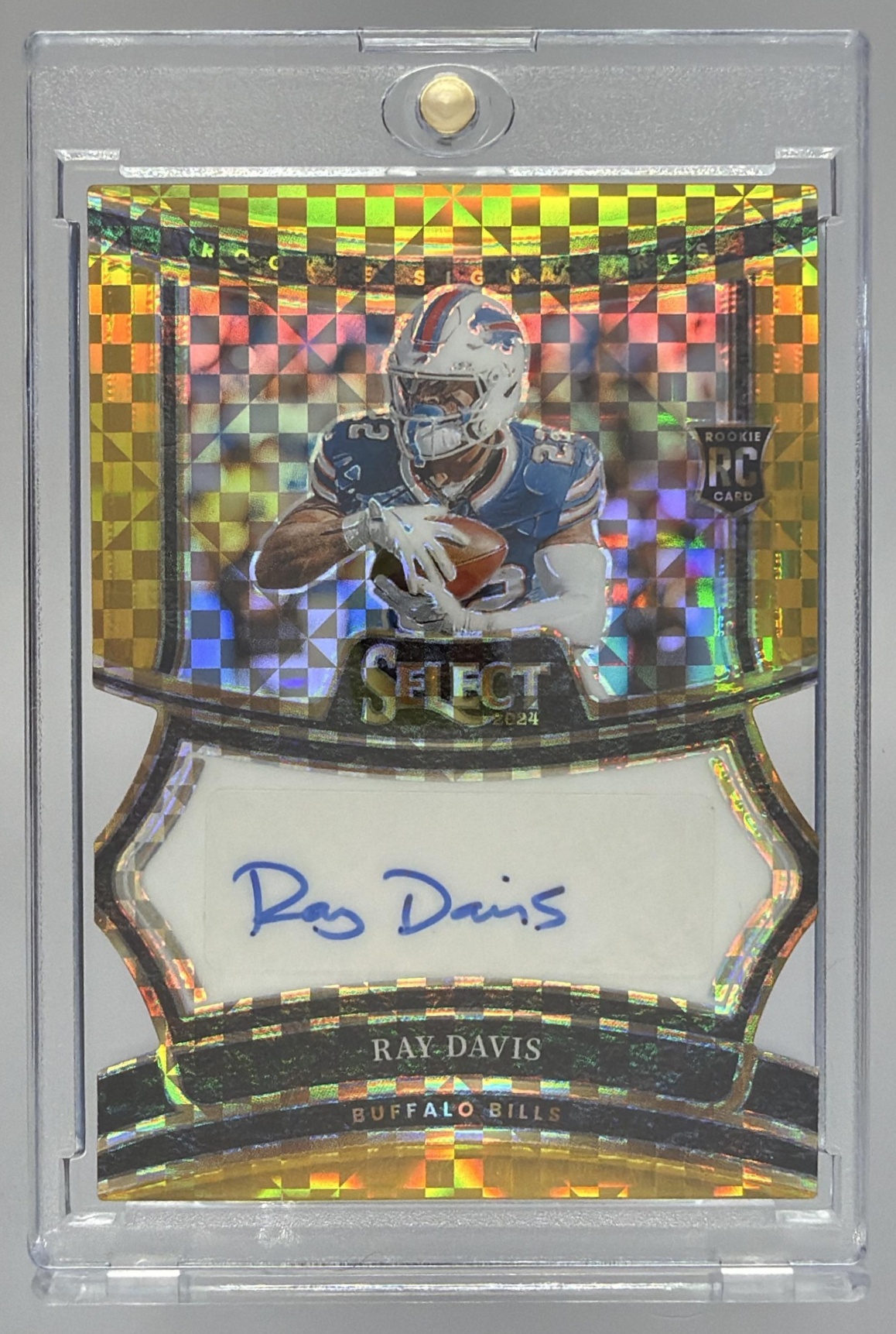 Card image for 2024 Panini Select Ray Davis Rookie Signatures Gold Prizm /10 #RSP-RDS RC Auto Bills
