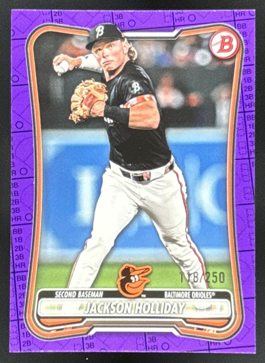 Card image for Jackson Holliday 2026 Bowman Purple Pattern /250 Baltimore Orioles