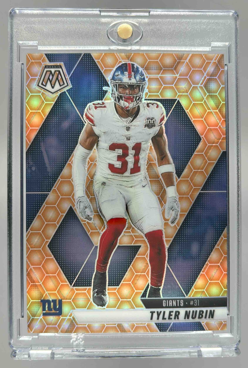 Card image for 2025 Panini Football Mosaic Tyler Nubin Honeycomb Prizm #87 New York Giants