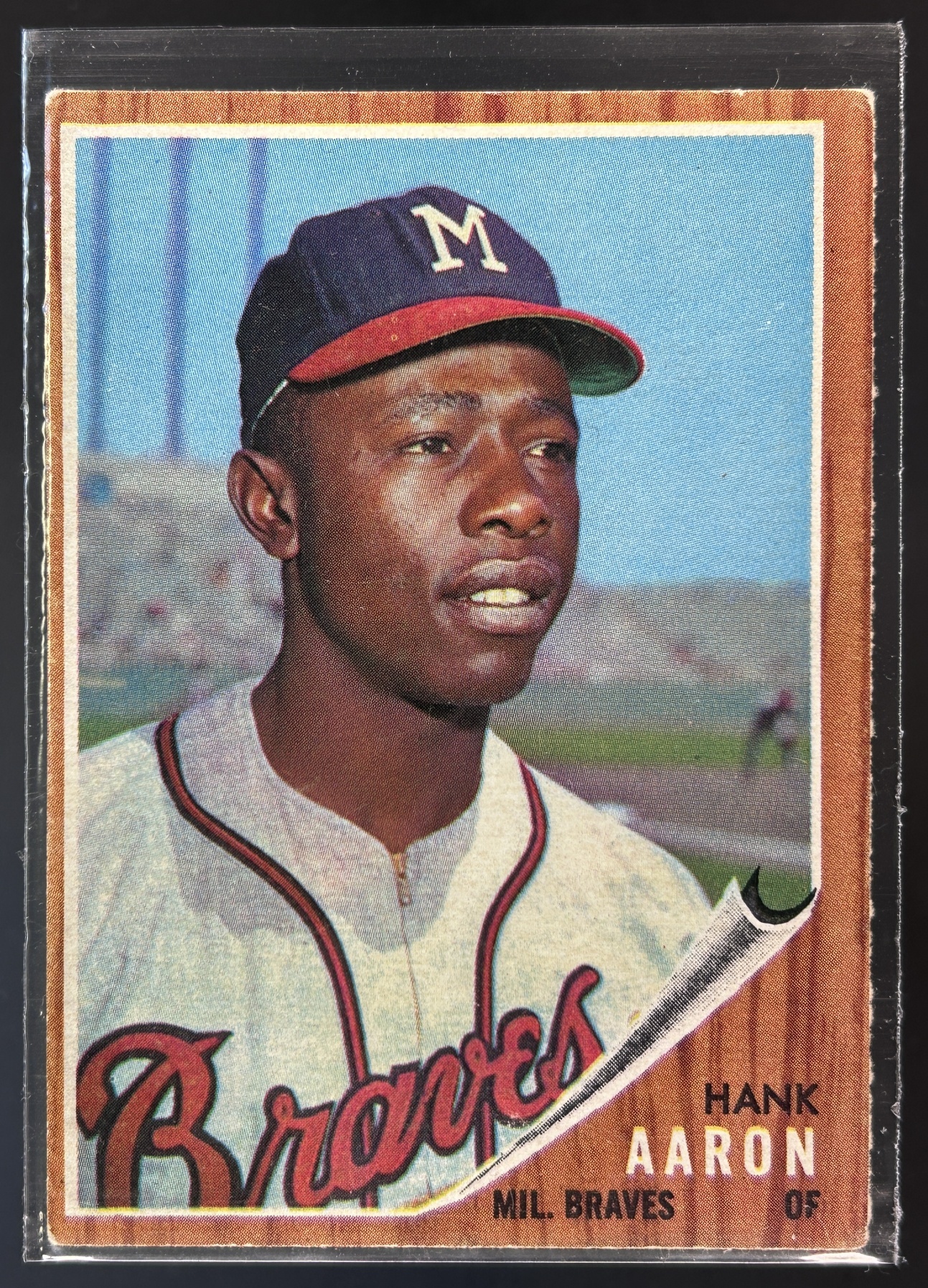 Card image for 1962 TOPPS HANK AARON #320 SHOWS WEAR AT CORNERS. NO CREASES