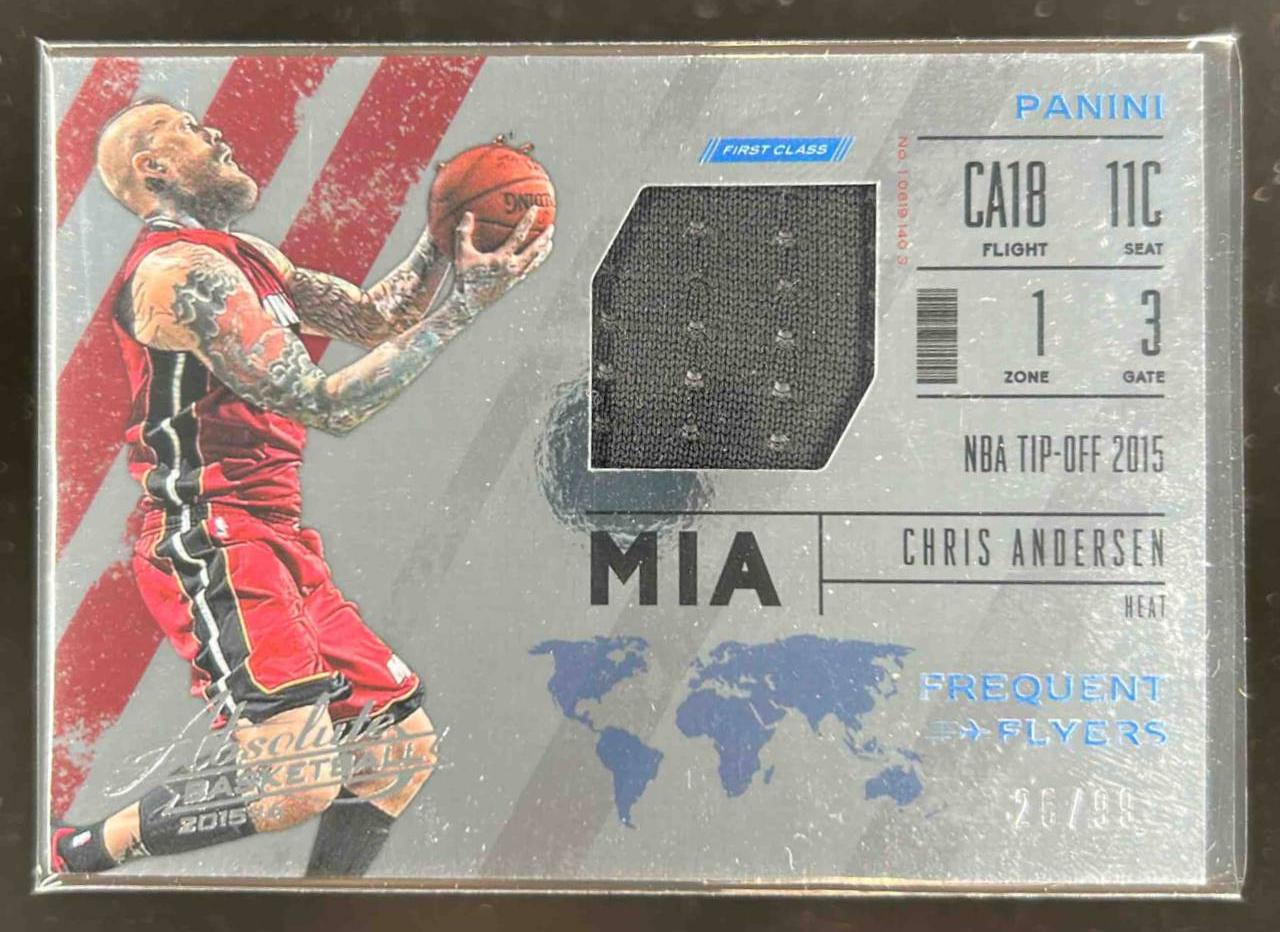 Card image for 2015-16 Panini Absolute Chris Andersen Frequent Flyer Materials /99 #23