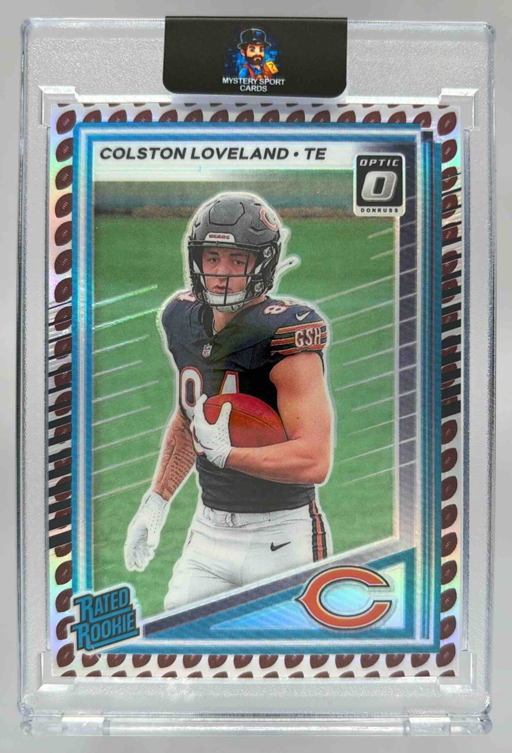 Card image for 2025 Panini Donruss Colston Loveland Optic Rated Rookie Preview Football Emoji #310 RC Bears