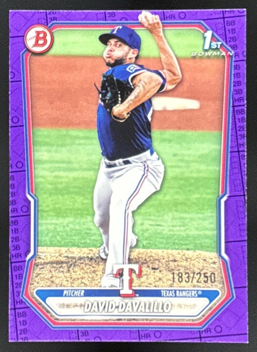 Card image for David Davalillo 2026 Bowman Purple Pattern /250 Prospects Texas Rangers