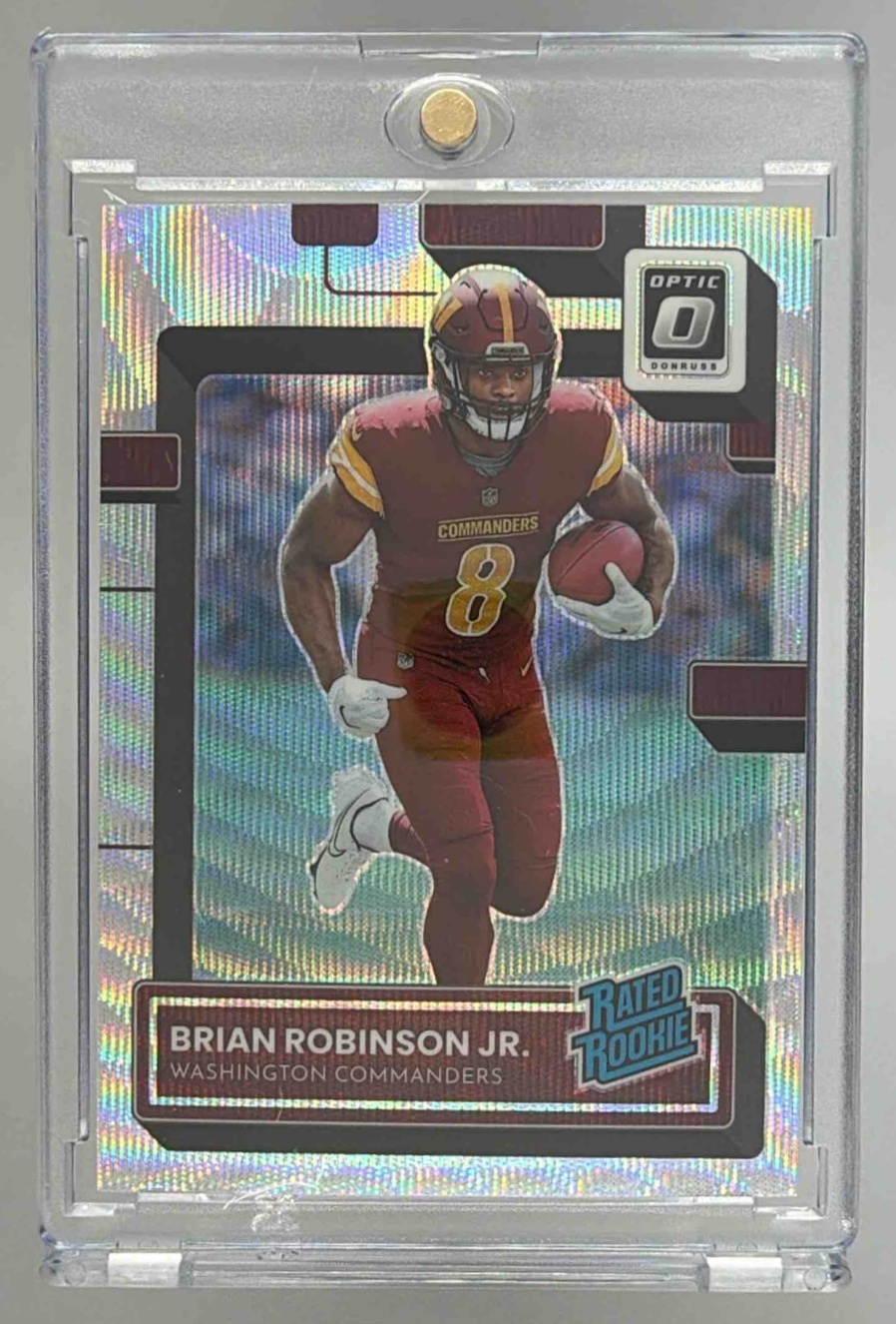 Card image for 2022 Panini Donruss Optic Brian Robinson Jr. Wave /300 #227 RC Rated Rookie Commanders