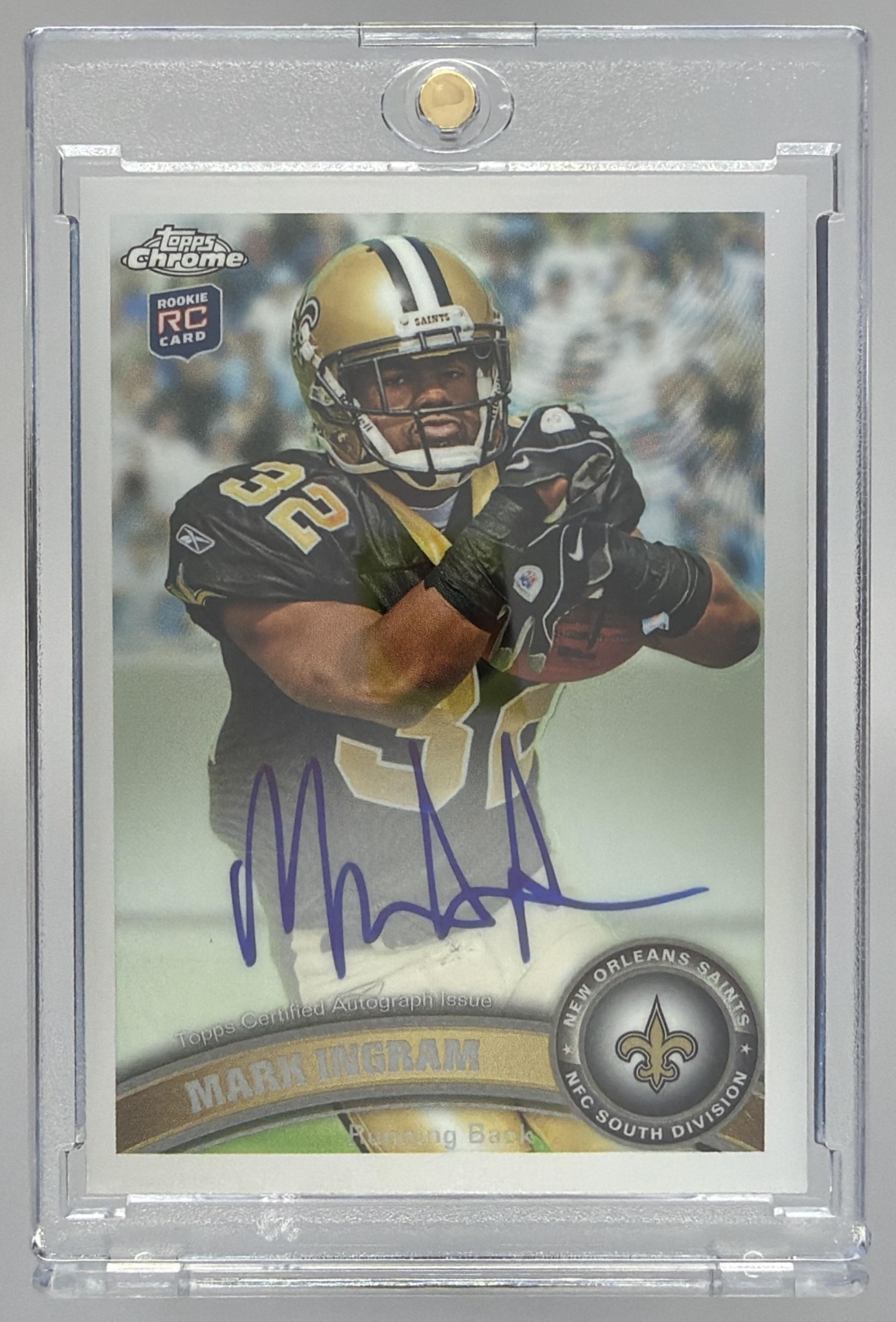 Card image for 2011 Topps Football Chrome Mark Ingram Rookie Auto #50 RC New Orleans Saints