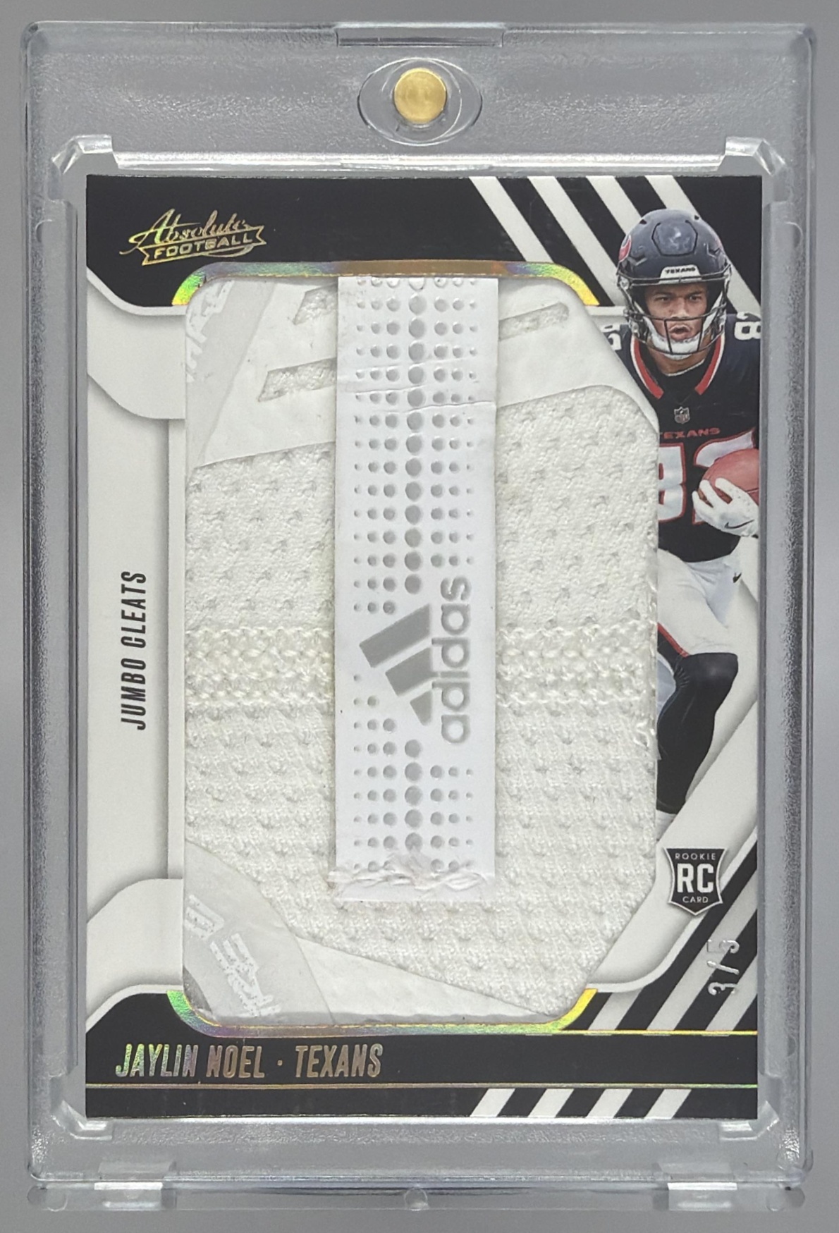 Card image for 2025 Panini Absolute Jaylin Noel Jumbo Cleats /5 #JJN-JNL Texans