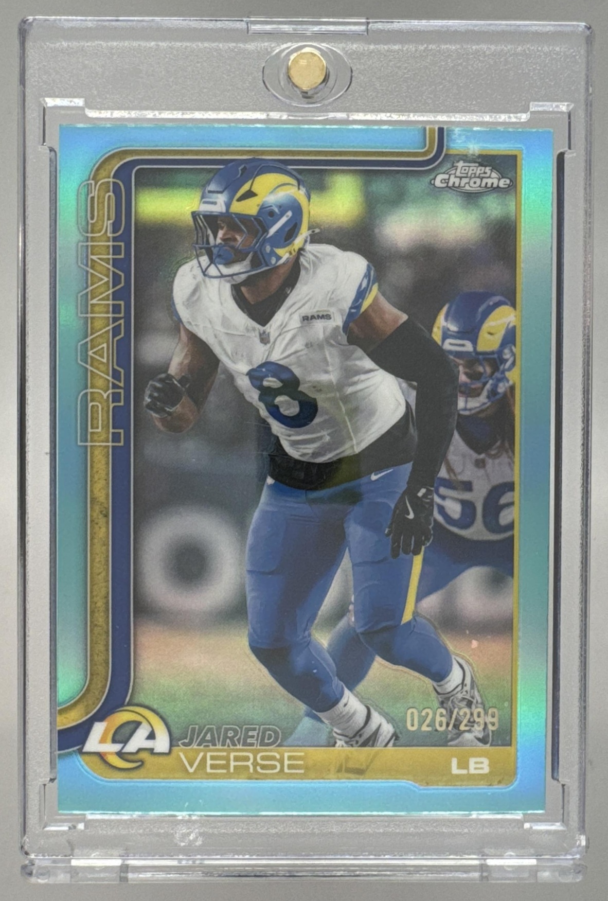 Card image for 2025 Topps Football Chrome Jared Verse Teal Refractor /299 #173 Los Angeles Rams