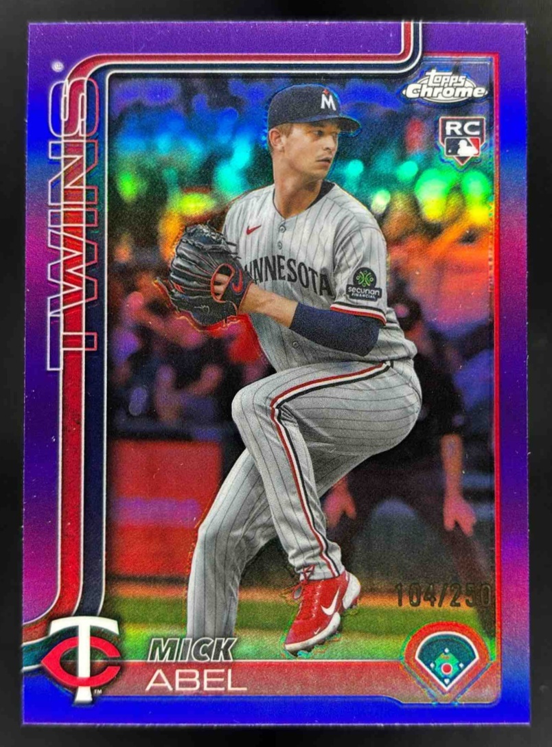 Card image for 2025 Topps Chrome Update Mick Abel Purple Refractor /250 #USC49 RC Twins