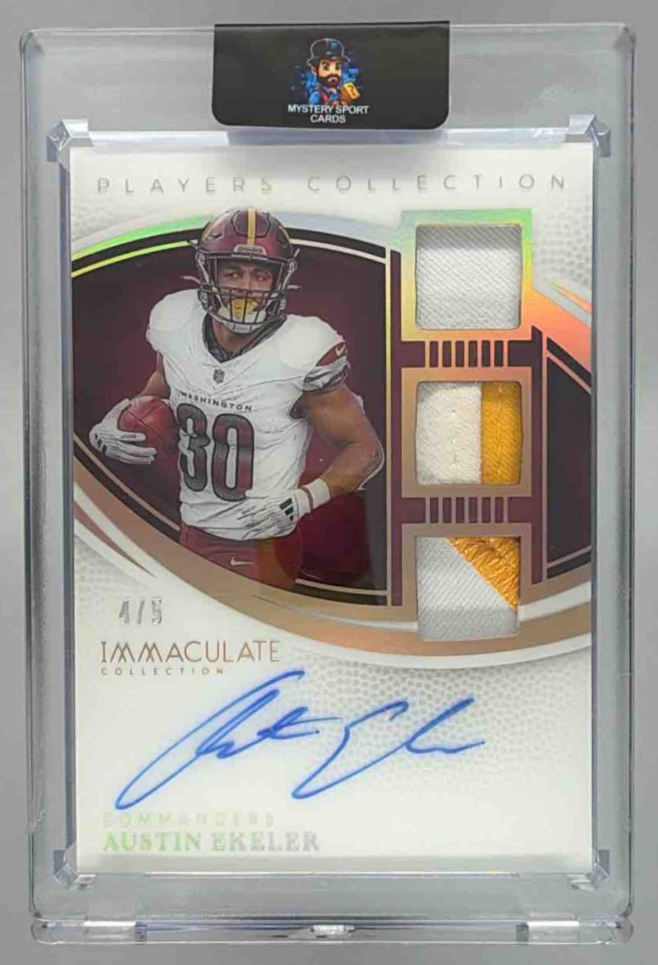 Card image for 2025 Panini Immaculate Collection Austin Ekeler Players Auto Gold /5 #24 Commanders