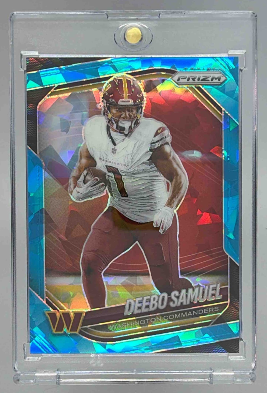 Card image for 2025 Panini Football Prizm Deebo Samuel Blue Ice /99 #133 Washington Commanders