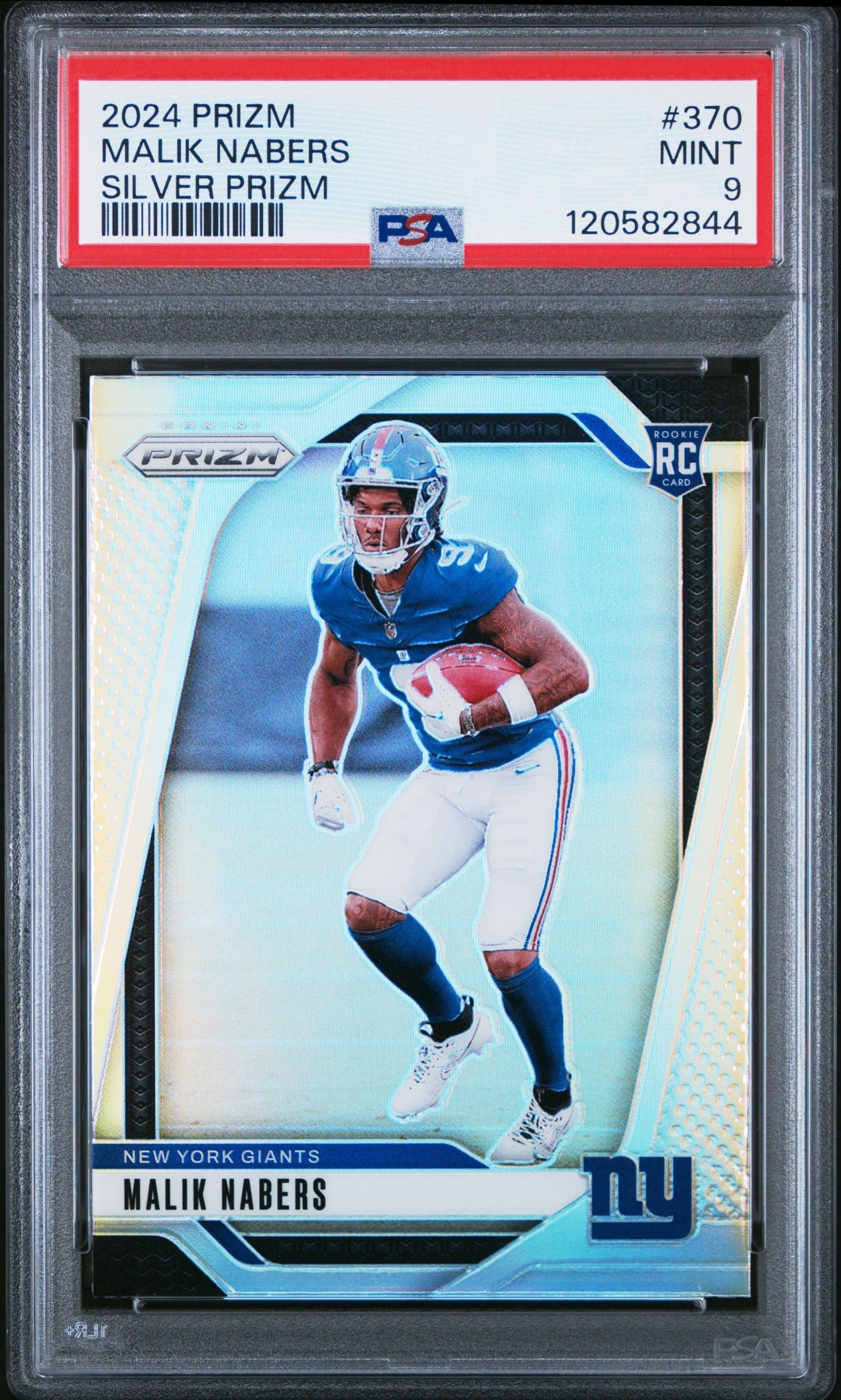 Card image for 2024 Panini Football Prizm Malik Nabers Silver #370 RC New York Giants