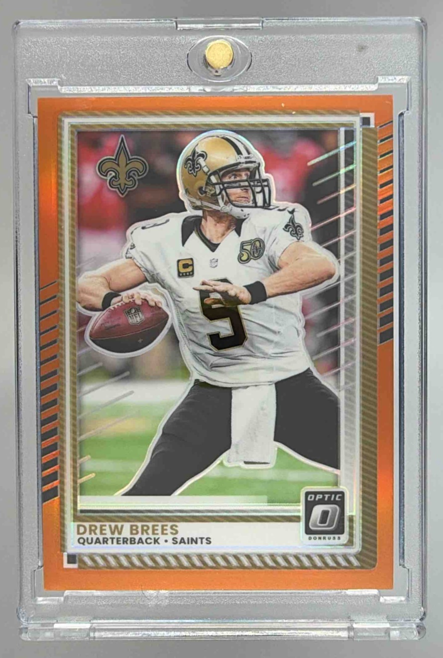 Card image for 2025 Panini Donruss Optic Drew Brees Orange Prizm /299 #190 Saints
