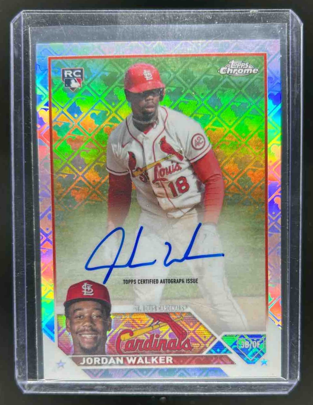 Jordan Walker 2023 Topps Baseball Chrome Logofractor Auto RC St. Louis Cardinals
