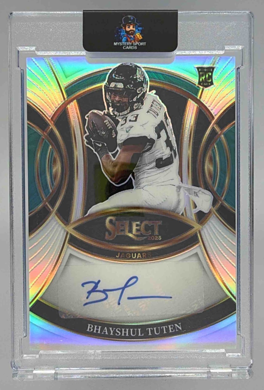 Card image for 2025 Panini Select Bhayshul Tuten Rookie Signatures #RSI-BTN RC Auto Jaguars