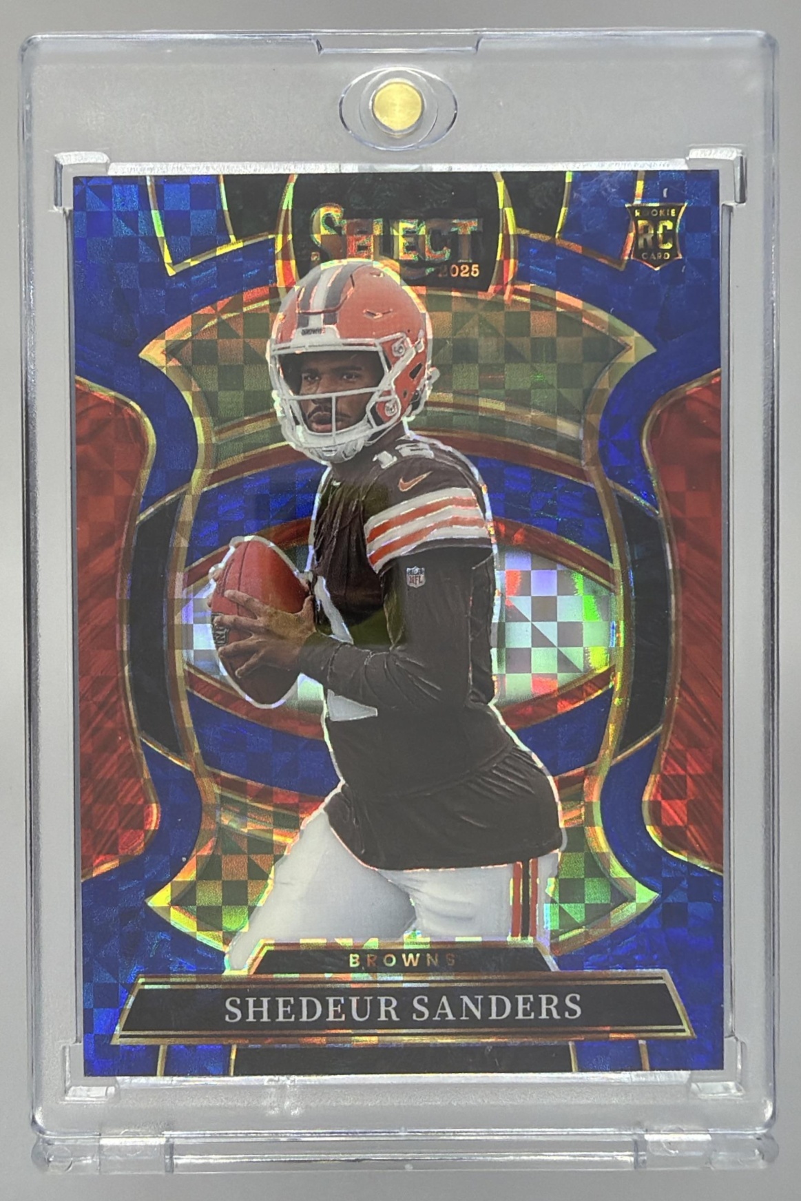 Card image for 2025 Panini Select Shedeur Sanders Concourse Blue Prizm /249 #54 RC Browns