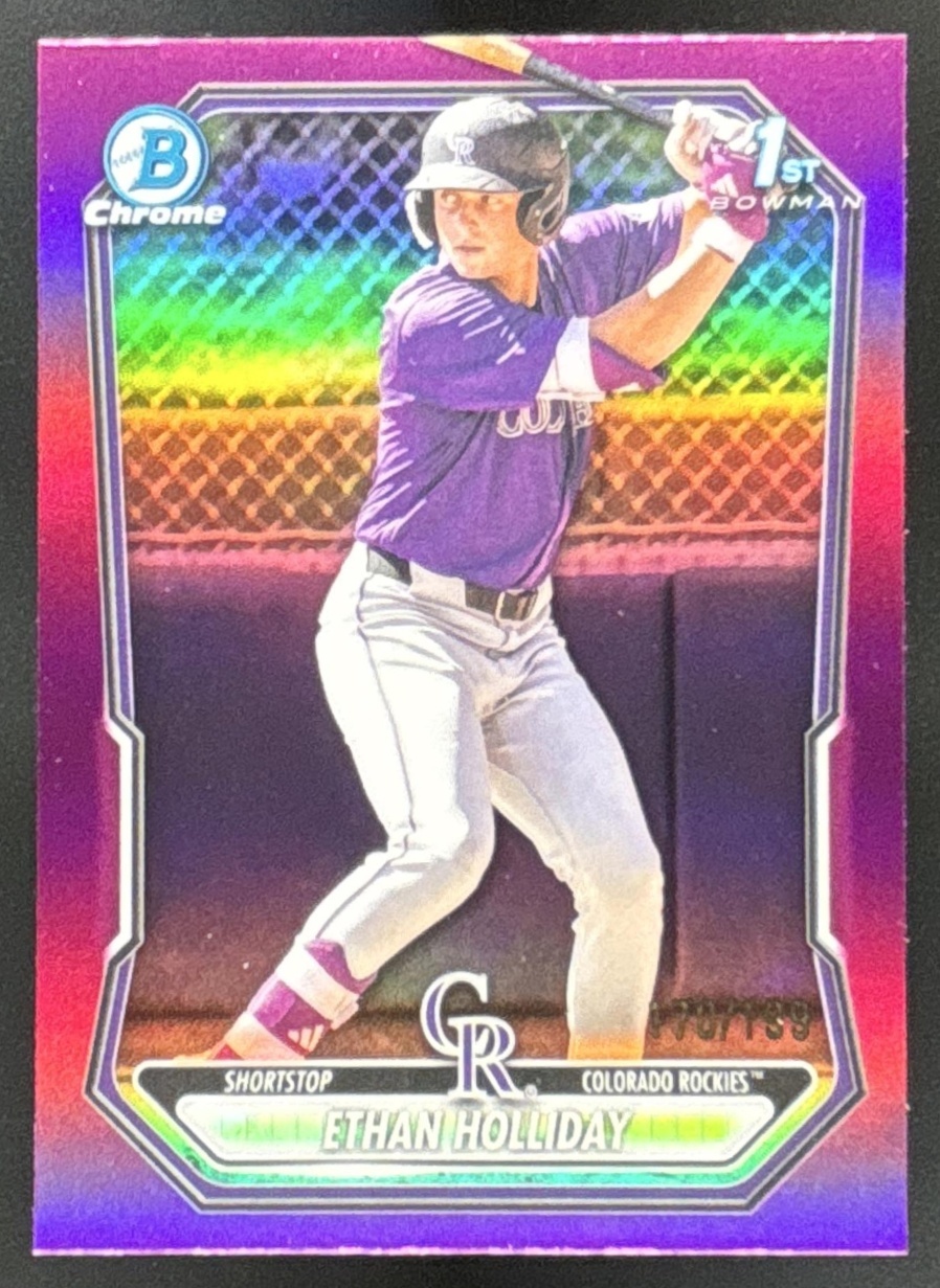 Card image for 2026 Bowman Ethan Holliday Chrome Fuchsia Refractor /199 1st Prospect