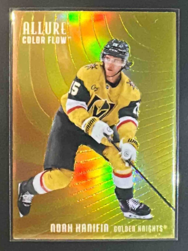 Card image for 2025 Upper Deck Allure Noah Hanifin #CF-10 Color Flow Orange-Yellow