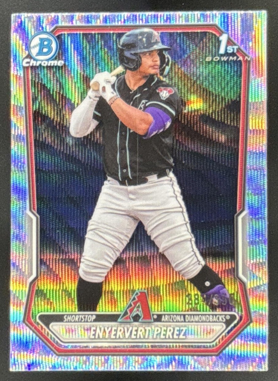 Card image for 2026 Bowman Enyervert Perez Chrome Wave Refractor /350 1st Prospect