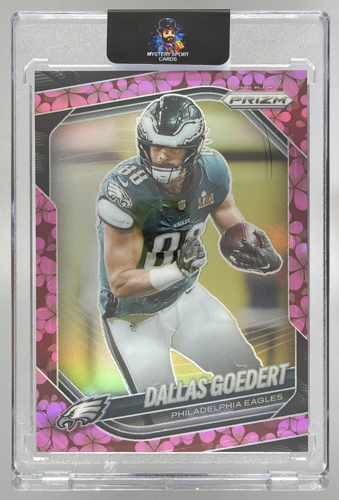 Card image for 2025 Panini Prizm Dallas Goedert Plum Blossom /8 #234 Eagles