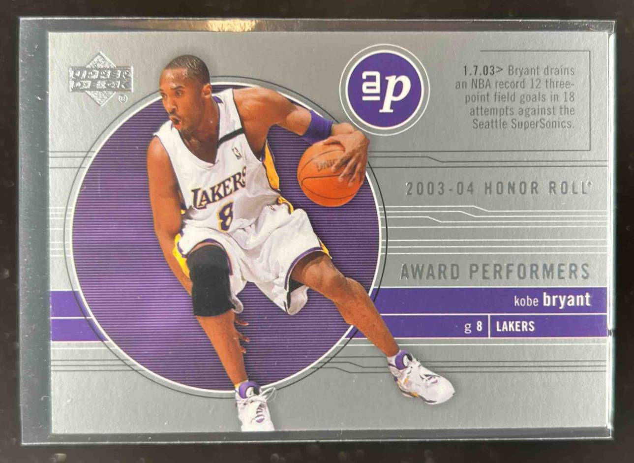 Card image for 2003-04 Upper Deck Honor Roll Kobe Bryant Award Performers #AP7