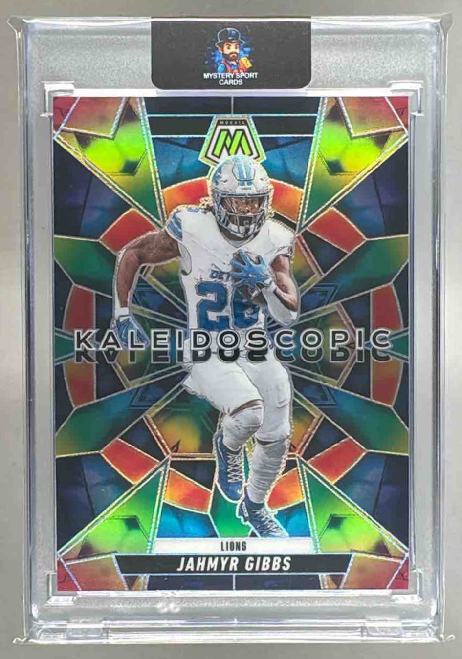 Card image for 2025 Panini Football Mosaic Jahmyr Gibbs Kaleidoscopic #4 Detroit Lions