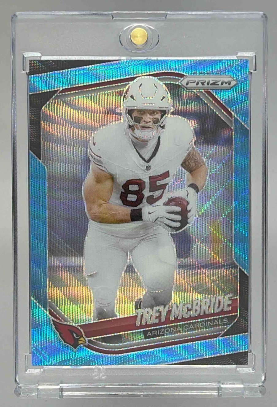 Card image for 2025 Panini Football Prizm Trey McBride Blue Wave /230 #274 Arizona Cardinals