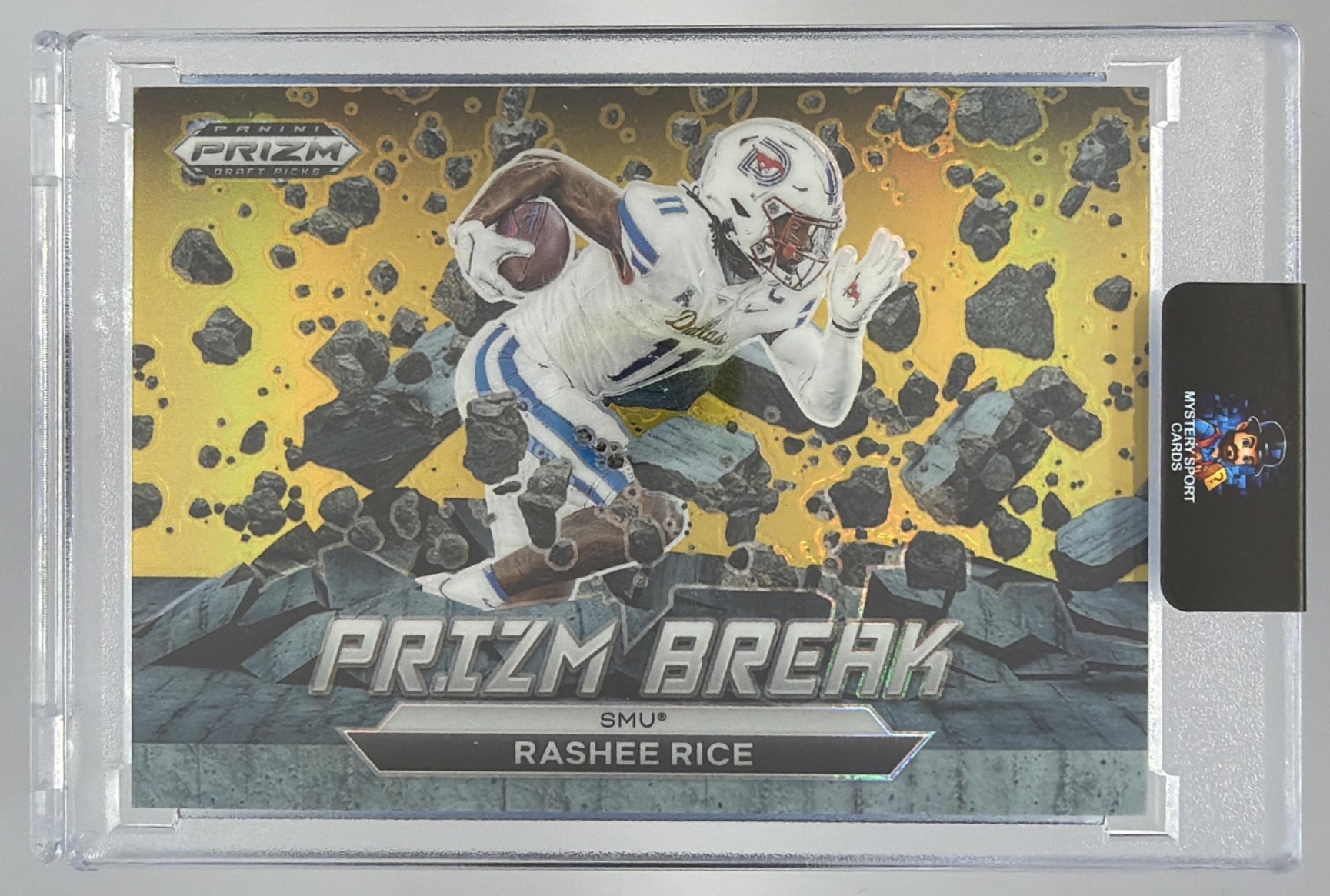 Card image for 2023 Panini Football Prizm Draft Picks Rashee Rice Break Gold /10 #PB-14 RC