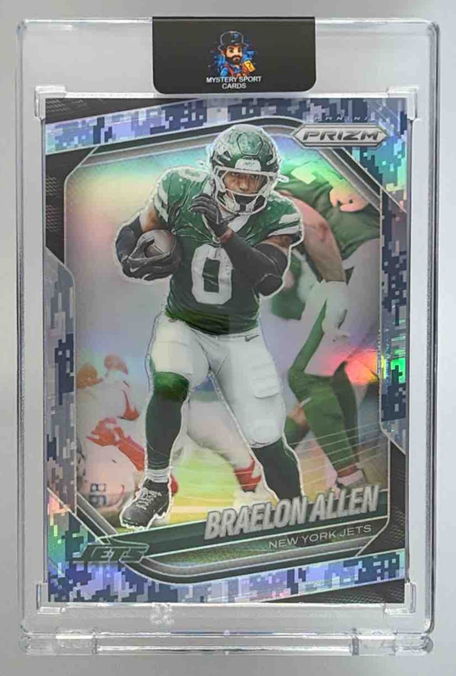 Card image for 2025 Panini Football Prizm Braelon Allen Navy Camo /25 #100 New York Jets