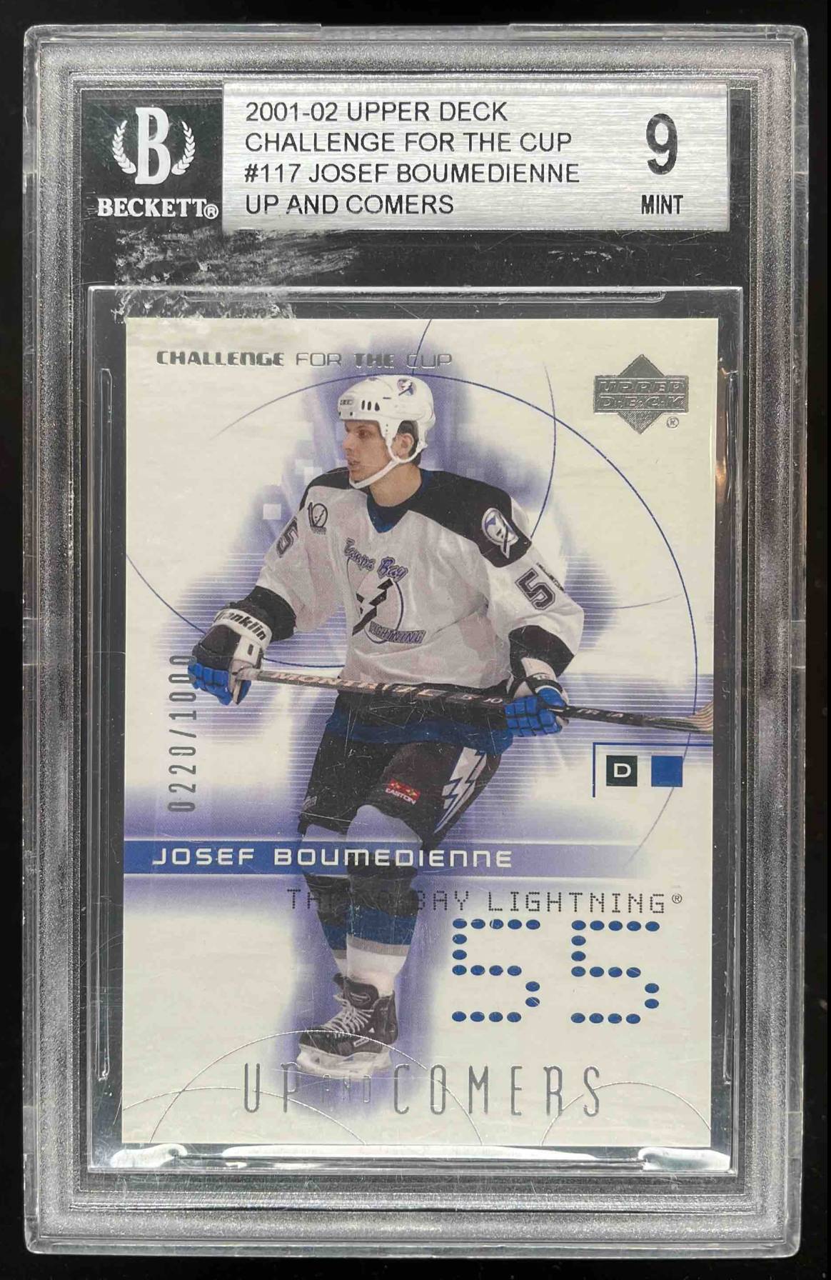 Card image for 2001-02 Upper Deck Challenge for the Cup Josef Boumedienne /1000 #117 RC BGS 9